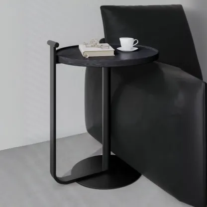 Minimalist Round Coffee Table for Living Room - Steel Base Image - 6