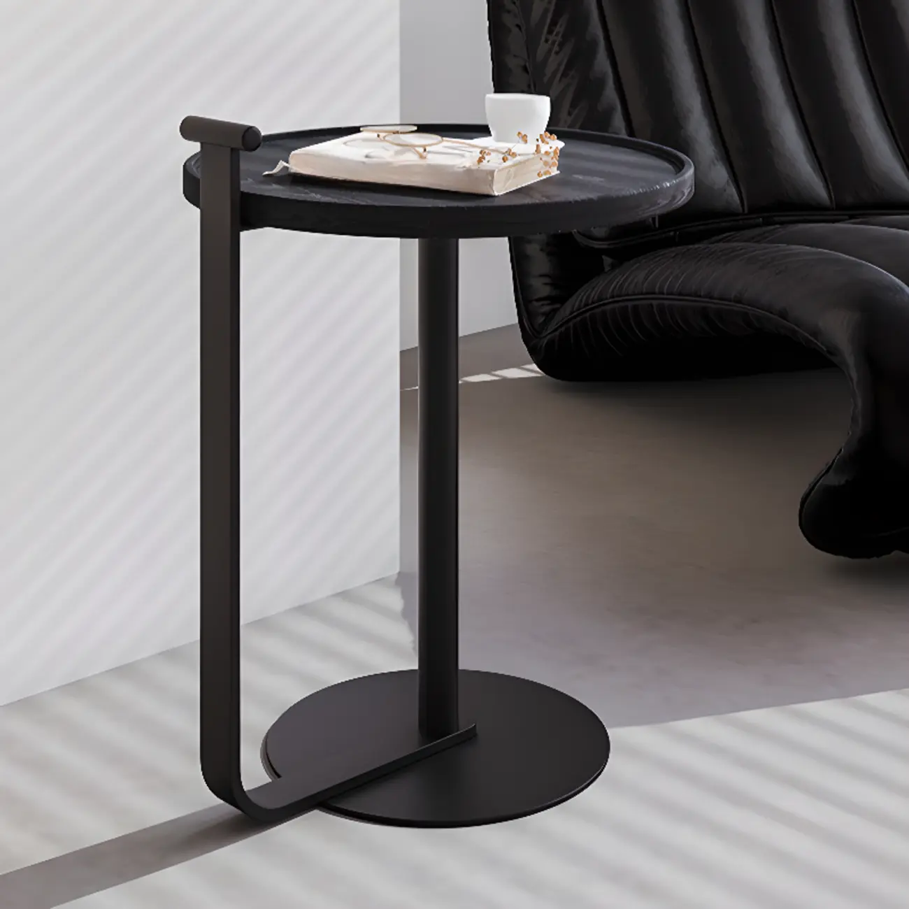 Minimalist Round Coffee Table for Living Room - Steel Base Image - 8 | homeyfad