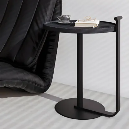 Minimalist Round Coffee Table for Living Room - Steel Base Image - 10