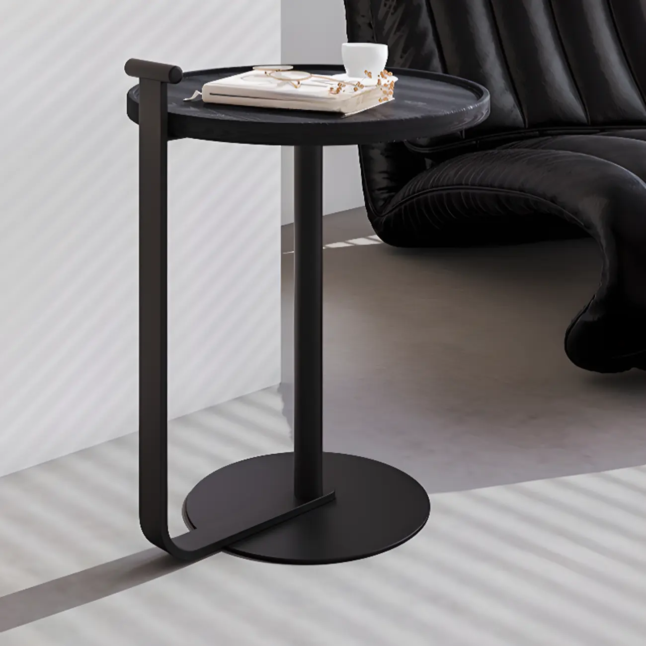 Minimalist Round Coffee Table for Living Room - Steel Base Image - 11 | homeyfad