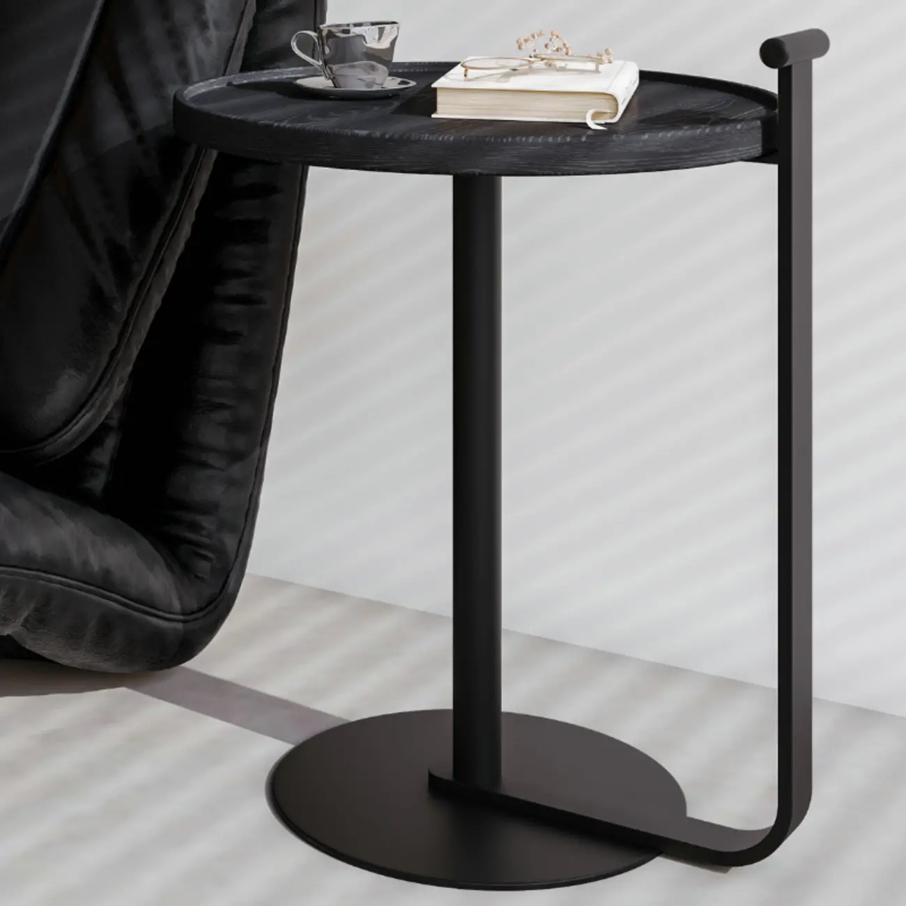 Minimalist Round Coffee Table for Living Room - Steel Base Image - 12 | homeyfad