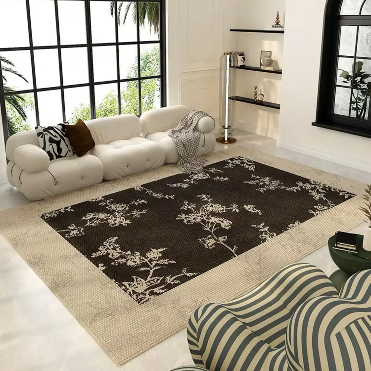 Elegant Vintage Polyester Floral Rectangle Area Rug Image - 1 | homeyfad