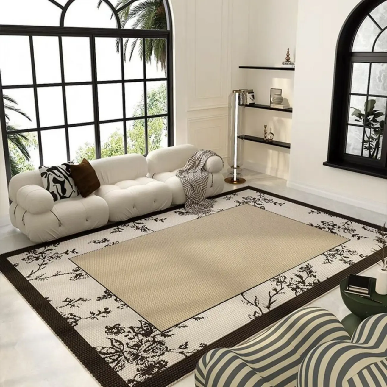 Elegant Vintage Polyester Floral Rectangle Area Rug Image - 2 | homeyfad