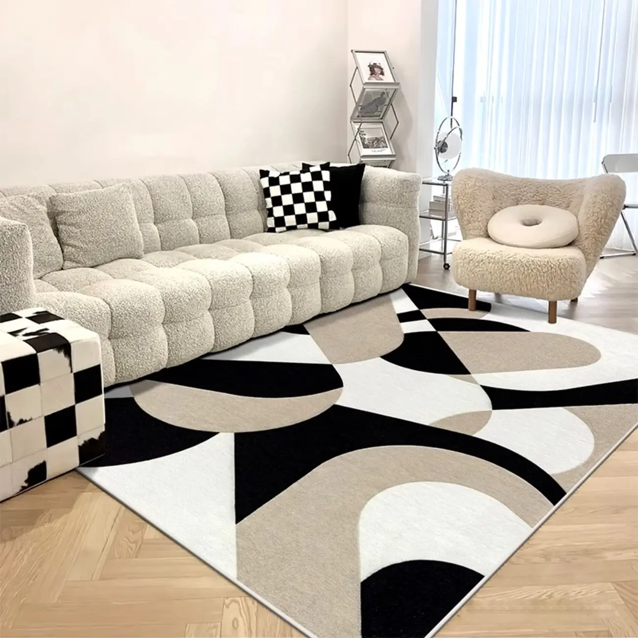 Casual Modern Loop Velvet Abstract Rectangular Area Rug Image - 1 | homeyfad