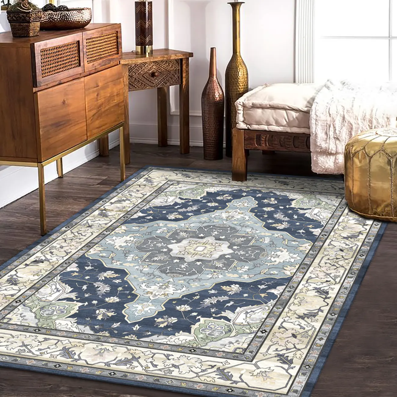 Vintage Polyester Southwestern Rectangle Area Rug Image - 1 | homeyfad