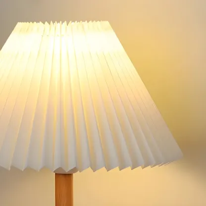 Natural Wood Table Lamp Plug In Electric LED for Bedroom Image - 6