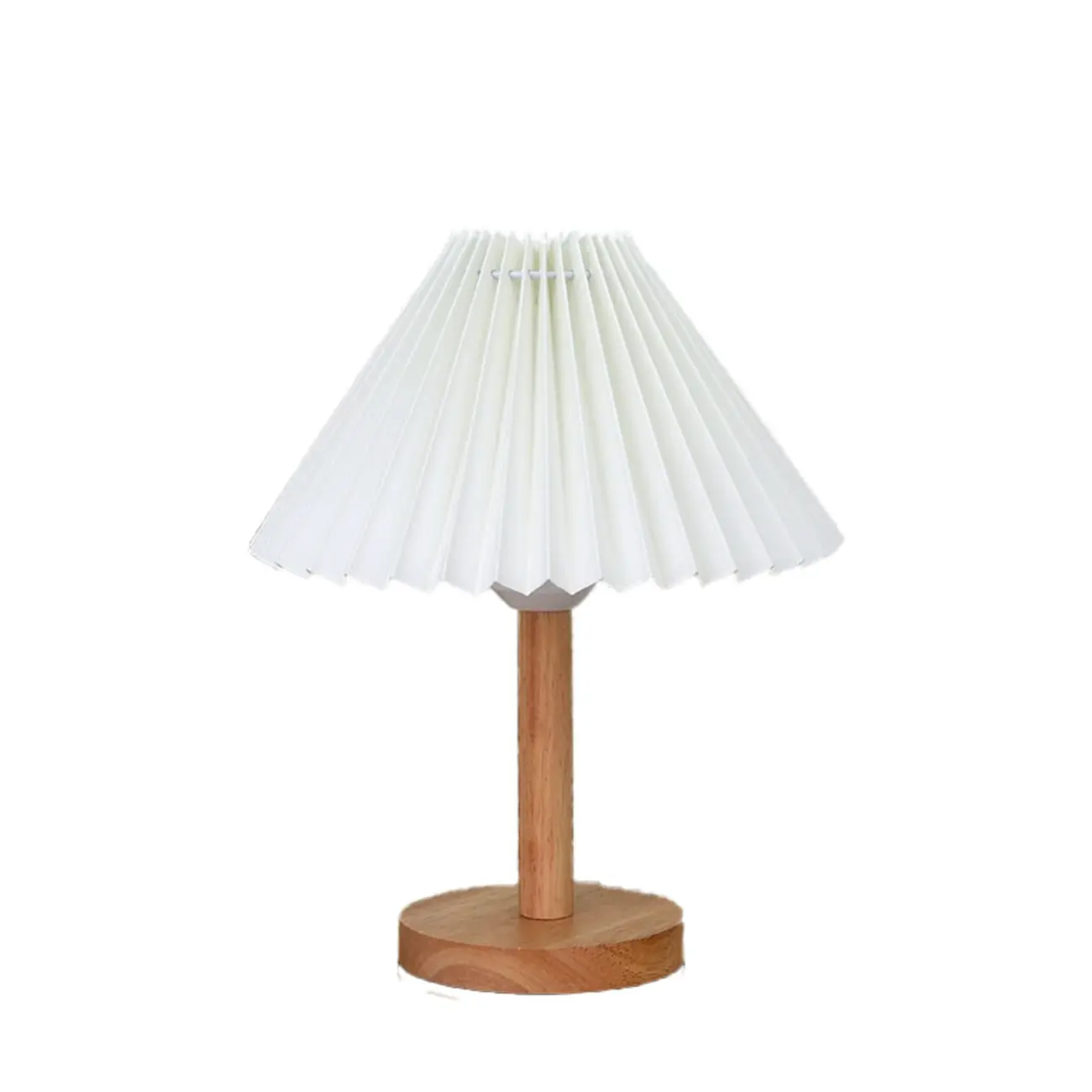 Natural Wood Table Lamp Plug In Electric LED for Bedroom Image - 8 | homeyfad