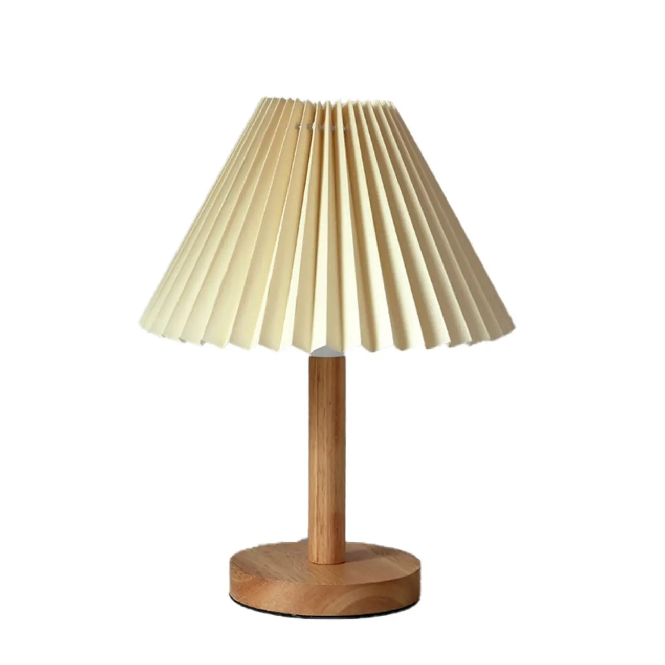 Natural Wood Table Lamp Plug In Electric LED for Bedroom Image - 10 | homeyfad