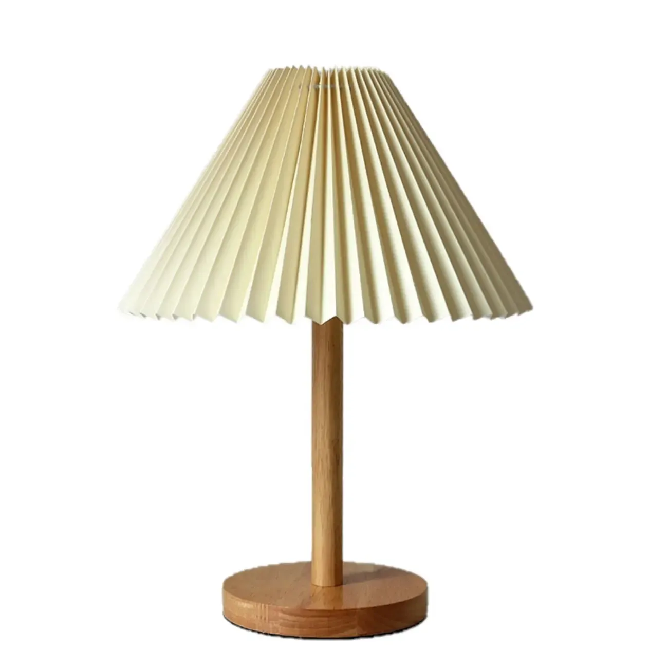 Natural Wood Table Lamp Plug In Electric LED for Bedroom Image - 11