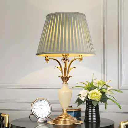 Green Elegant Metal Table Lamp Remote Control for Living Room Image - 1