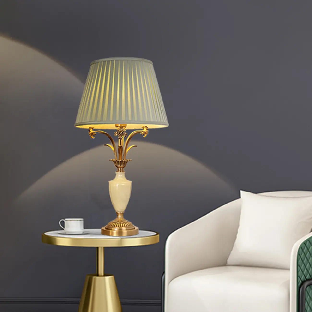 Green Elegant Metal Table Lamp Remote Control for Living Room Image - 14 | homeyfad