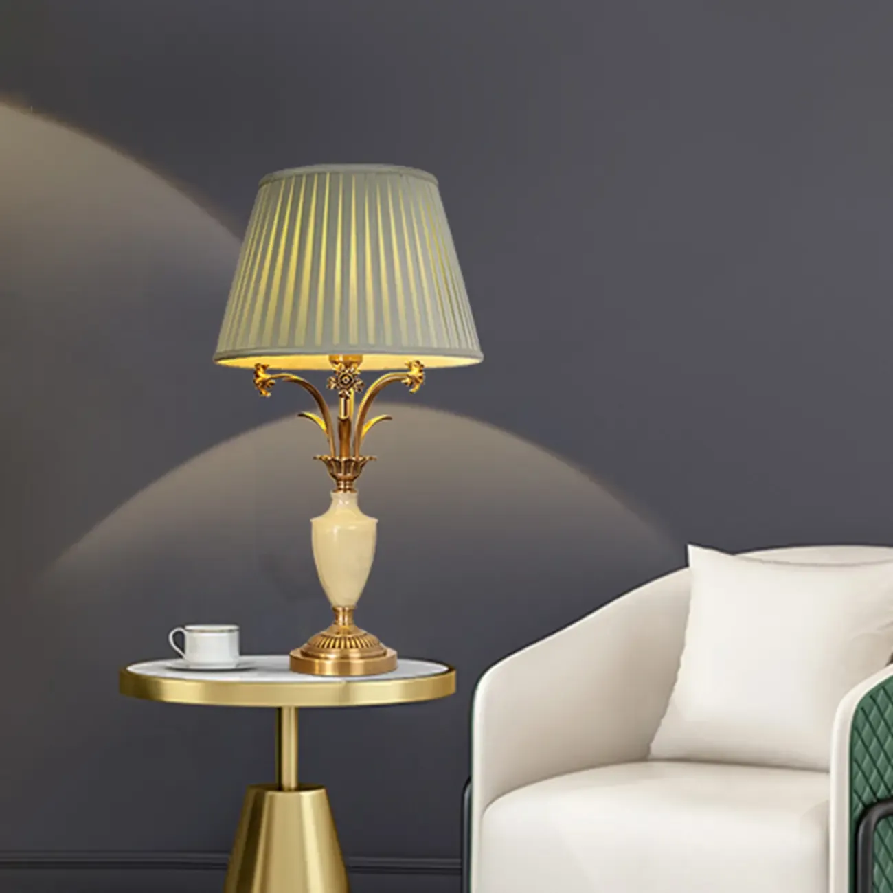 Green Elegant Metal Table Lamp Remote Control for Living Room Image - 14