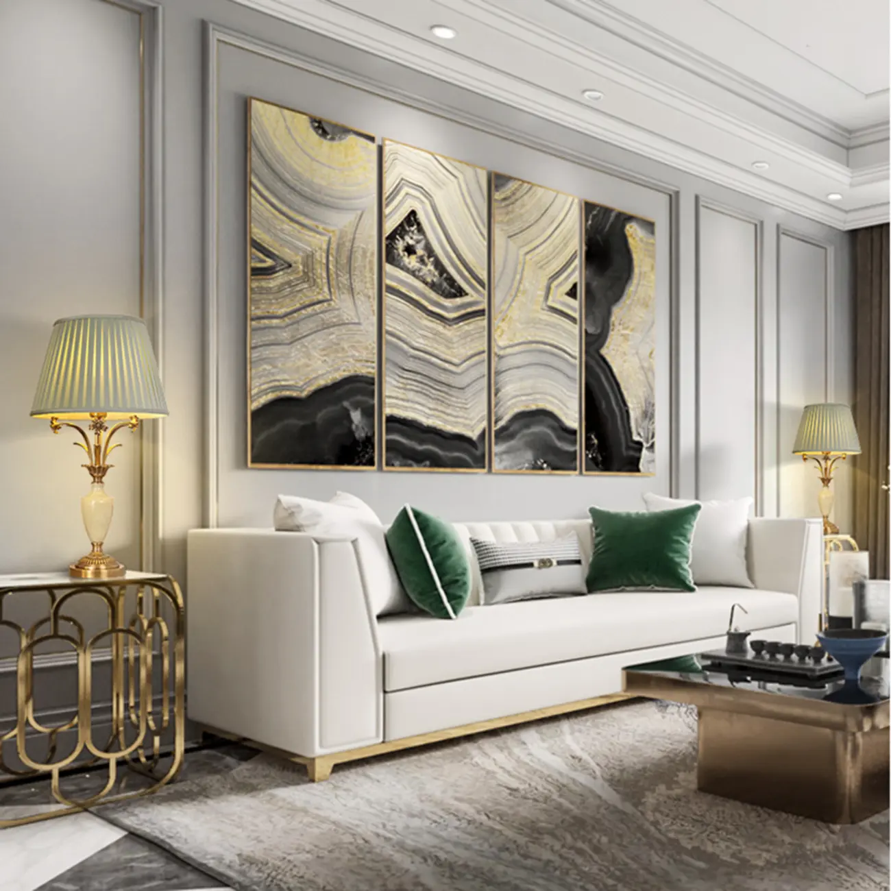 Green Elegant Metal Table Lamp Remote Control for Living Room Image - 15 | homeyfad