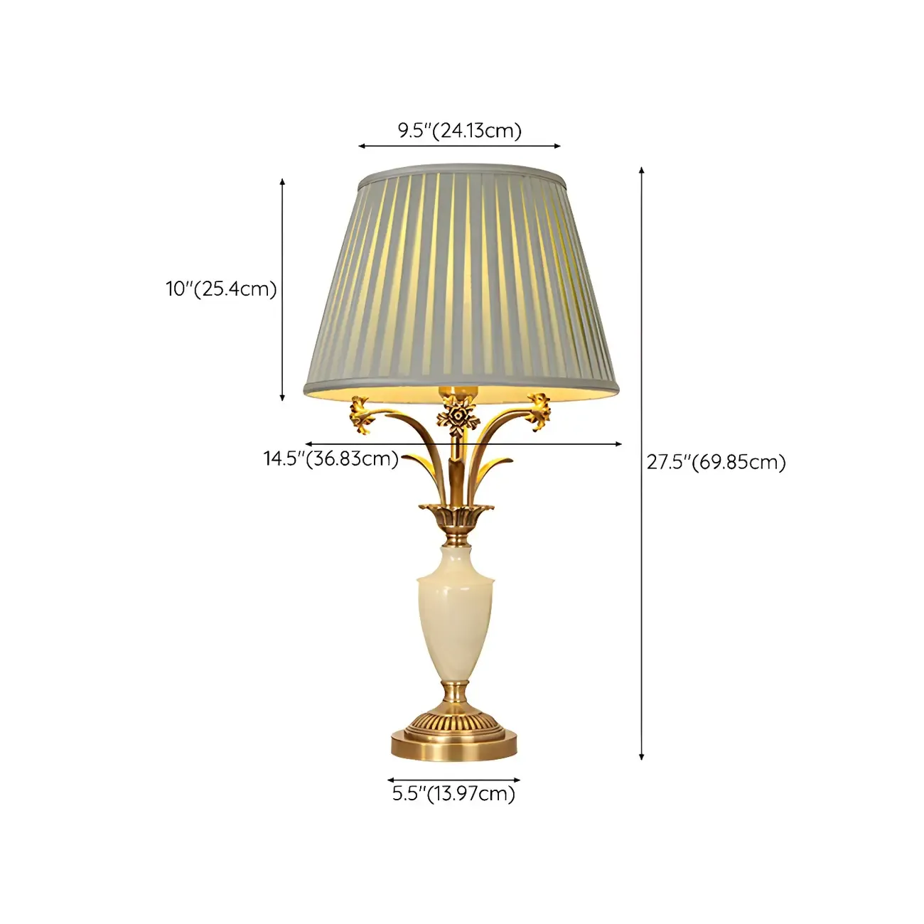 Green Elegant Metal Table Lamp Remote Control for Living Room #size