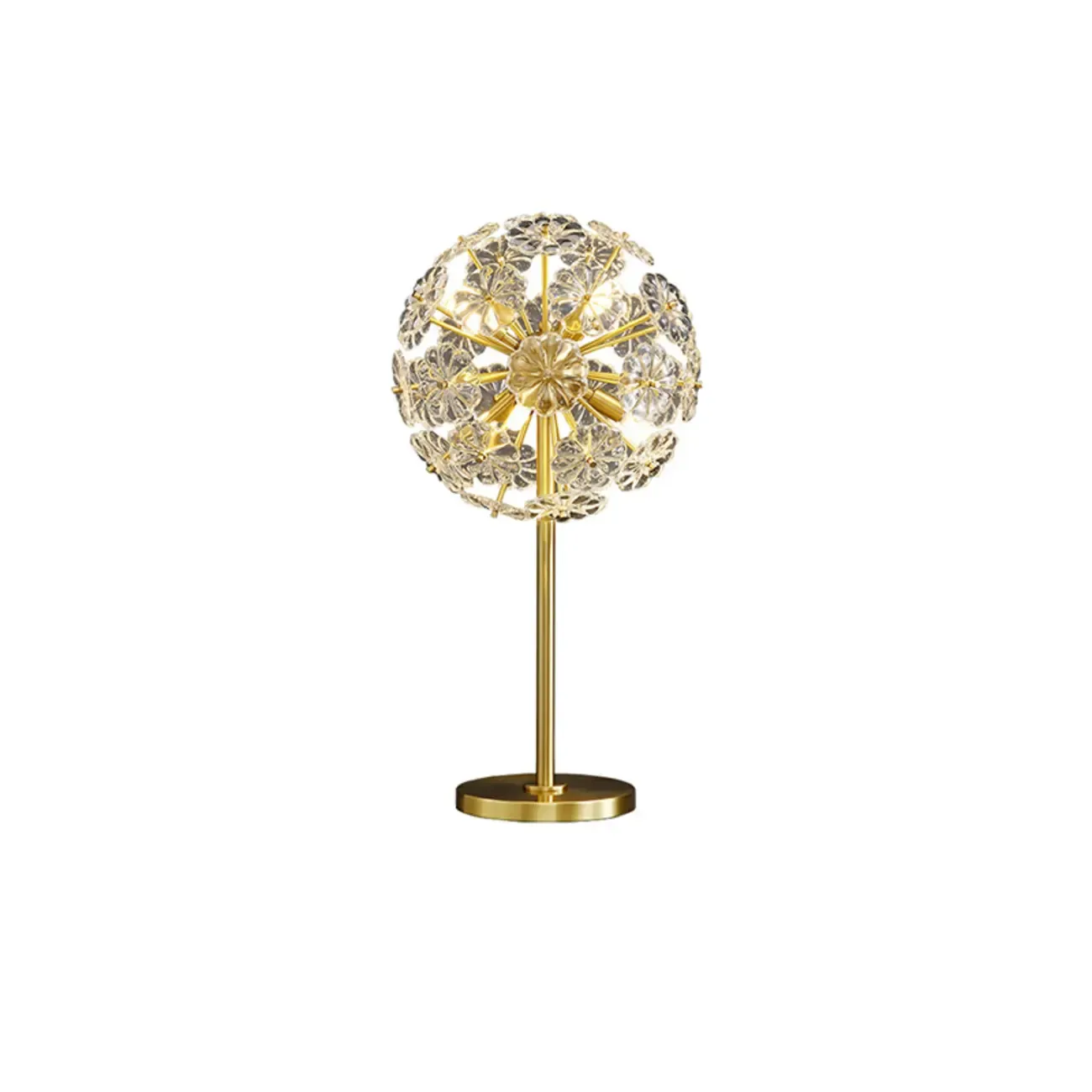 Glamorous Globe Crystal Table Lamp Gold Metal for Living Room Image - 2