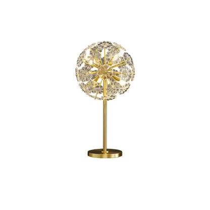 Glamorous Globe Crystal Table Lamp Gold Metal for Living Room Image - 2