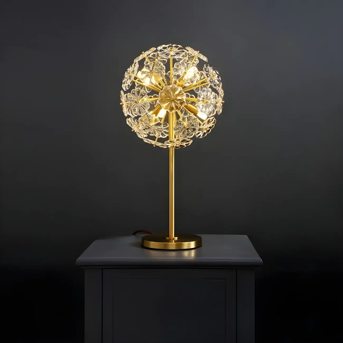Glamorous Globe Crystal Table Lamp Gold Metal for Living Room Image - 4 | homeyfad