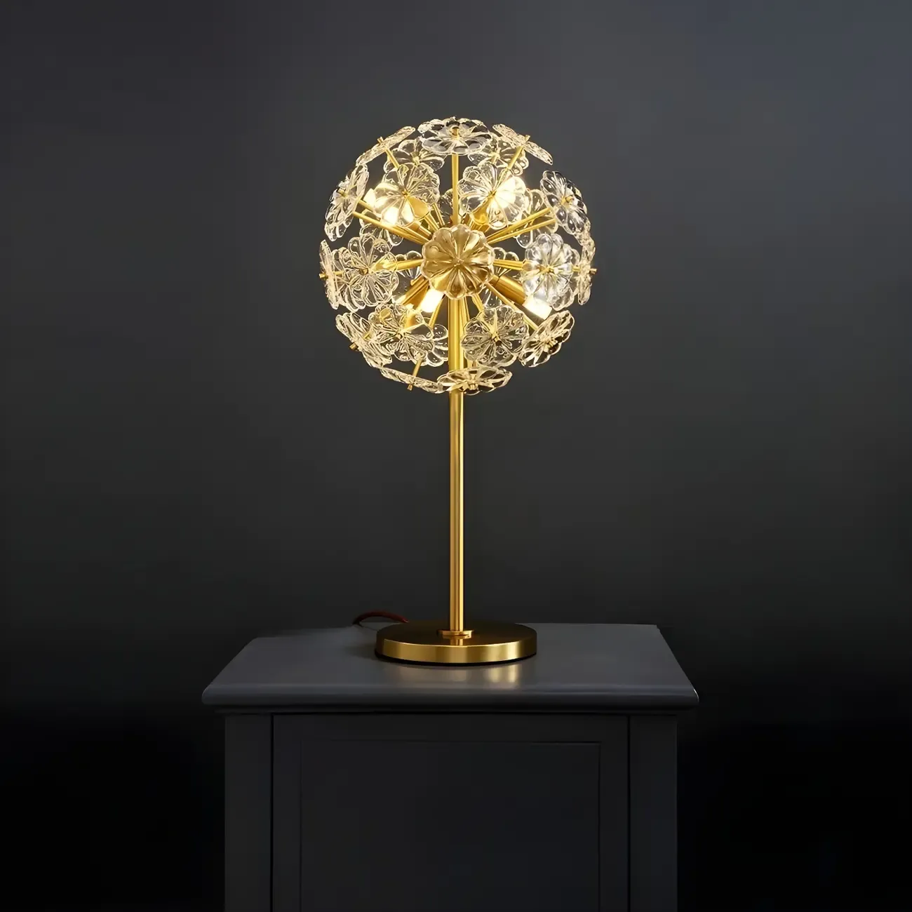 Glamorous Globe Crystal Table Lamp Gold Metal for Living Room Image - 4