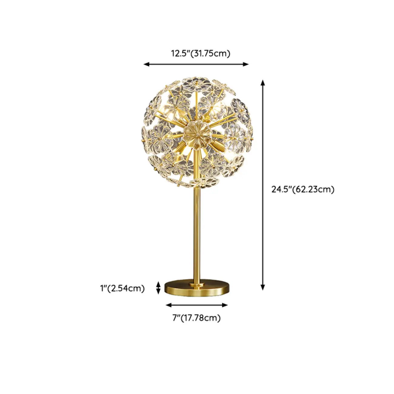 Glamorous Globe Crystal Table Lamp Gold Metal for Living Room #size | homeyfad