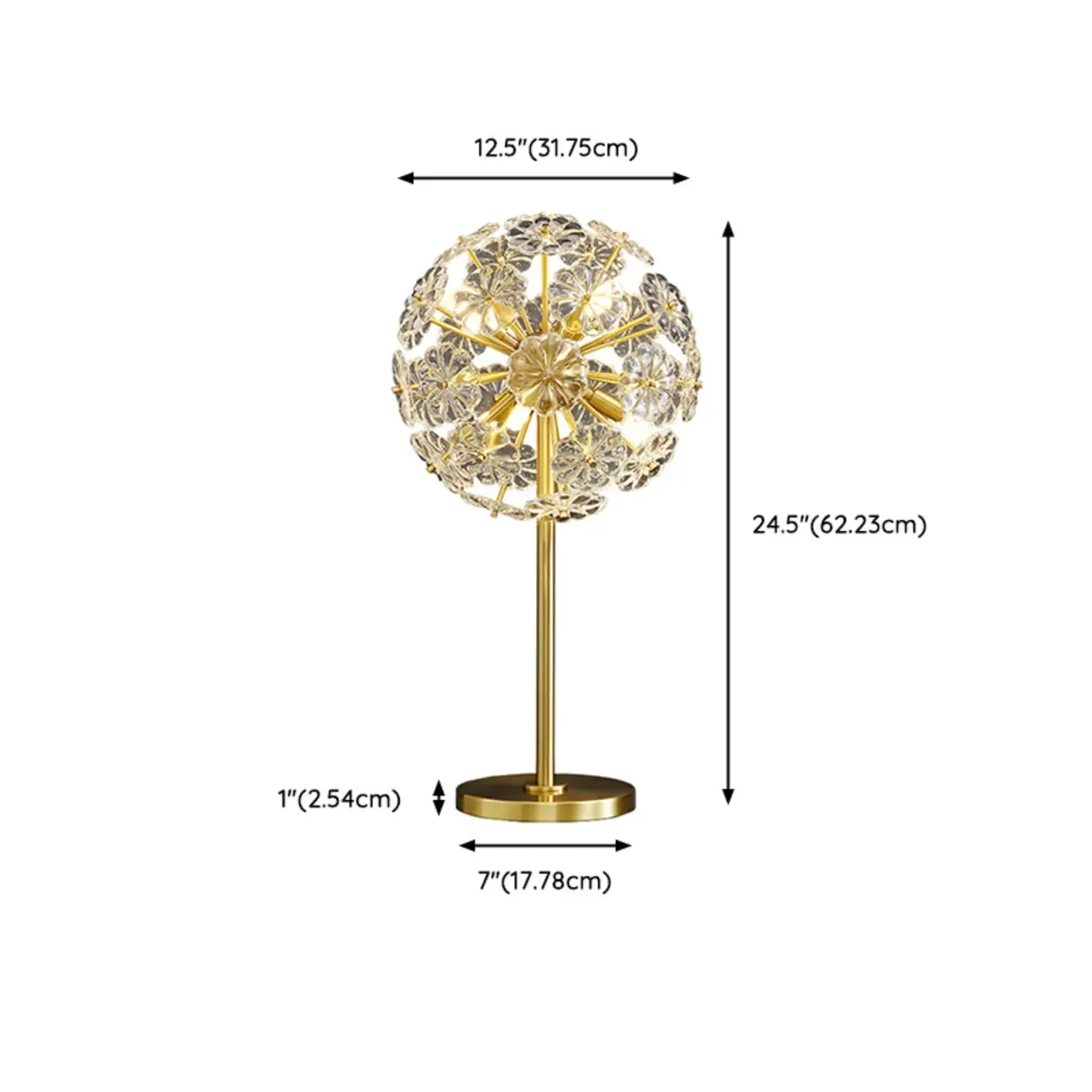 Glamorous Globe Crystal Table Lamp Gold Metal for Living Room #size