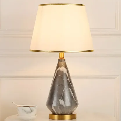 Modern White Geometric Metal Table Lamp for Residential Image - 3