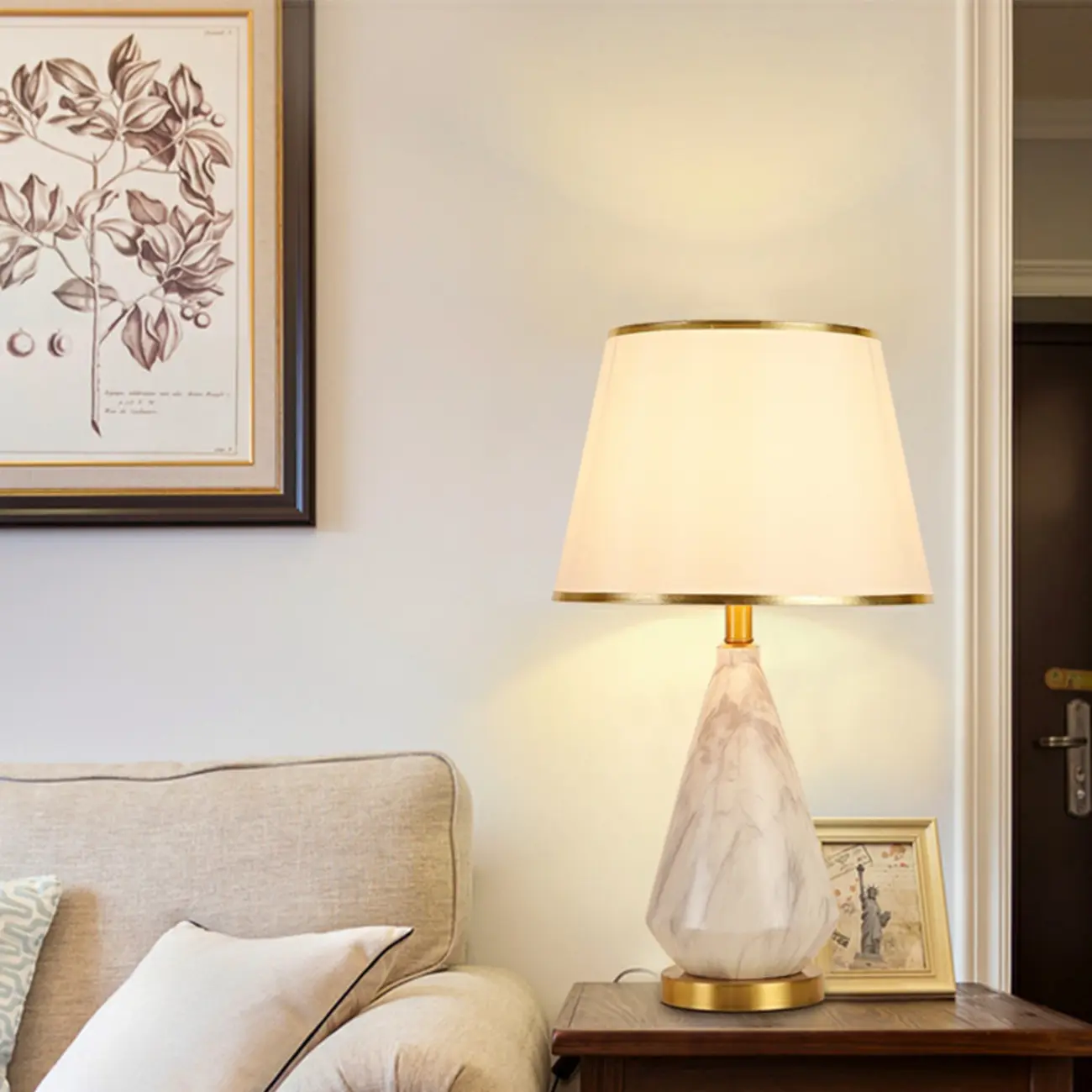 Modern White Geometric Metal Table Lamp for Residential Image - 4 | homeyfad