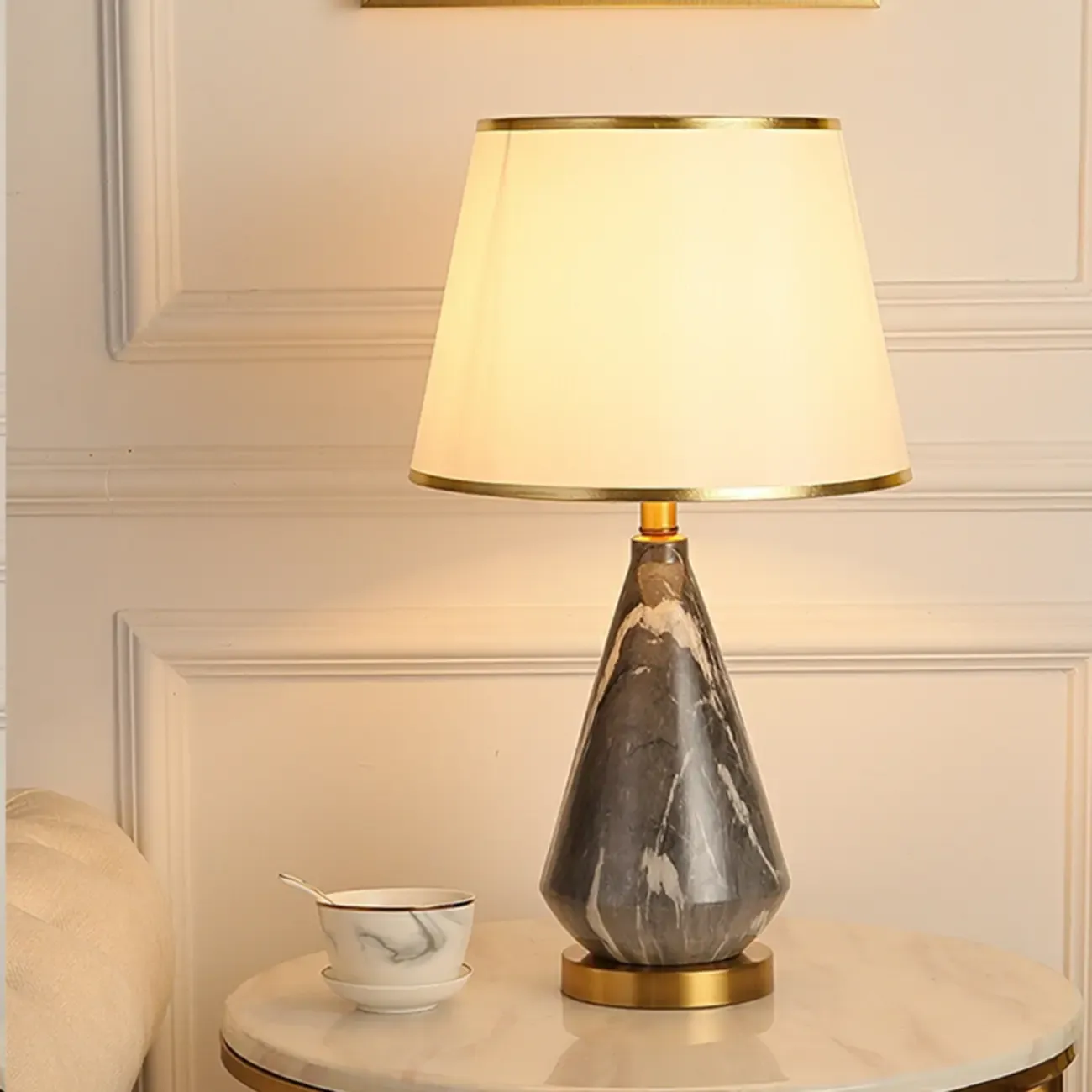 Modern White Geometric Metal Table Lamp for Residential Image - 6