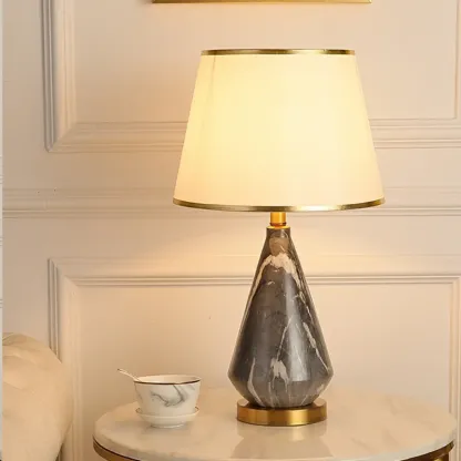 Modern White Geometric Metal Table Lamp for Residential Image - 6