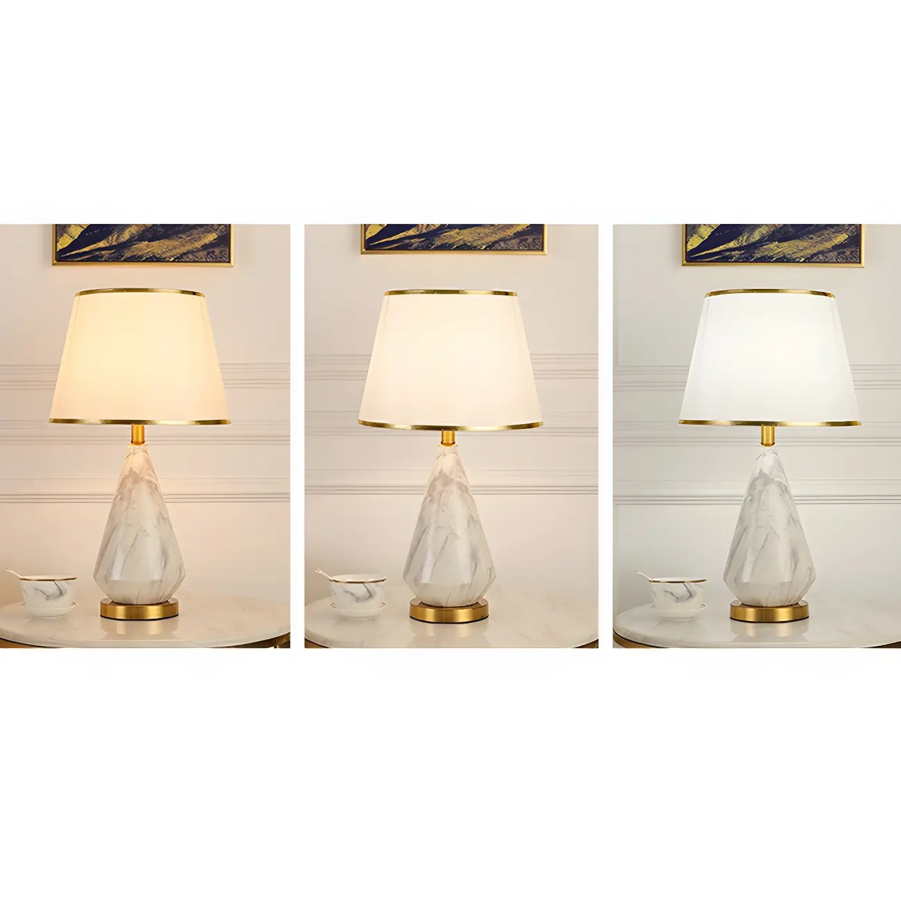 Modern White Geometric Metal Table Lamp for Residential Image - 8 | homeyfad