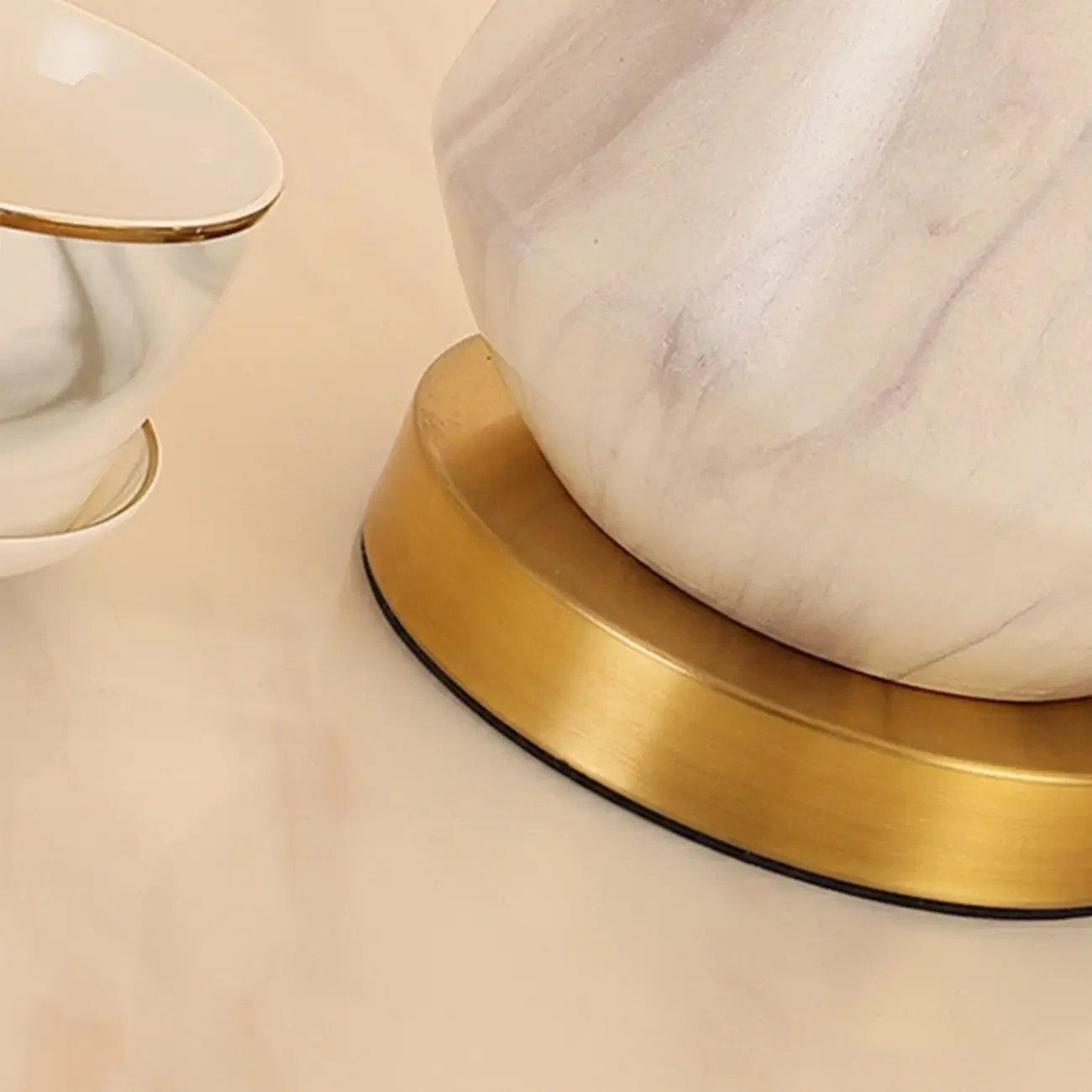 Modern White Geometric Metal Table Lamp for Residential Image - 11