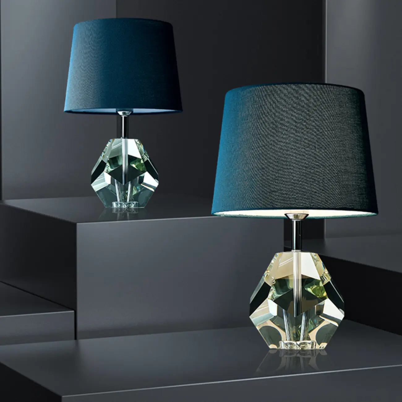 Blue Modern Geometric Crystal Table Lamp for Living Room Image - 2 | homeyfad