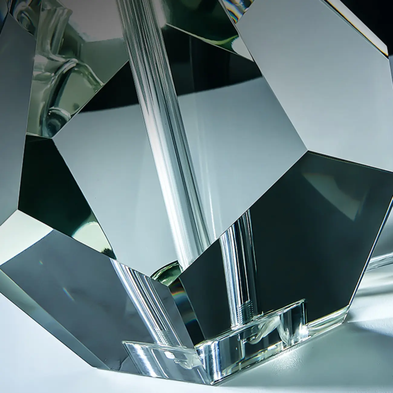 Blue Modern Geometric Crystal Table Lamp for Living Room Image - 7 | homeyfad