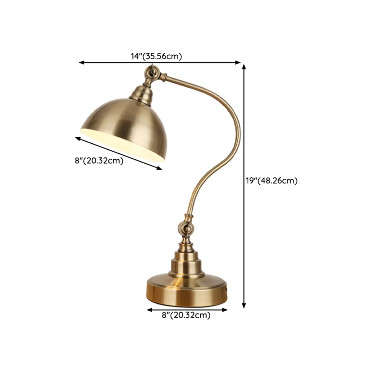 Antique Brass Arc Bowl Shade Table Lamp for Bedroom #size | homeyfad