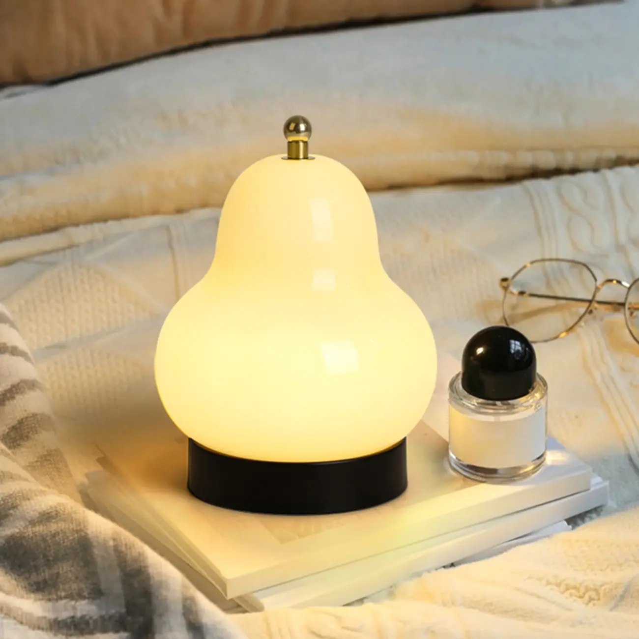 Cute Glass Pear Shape Bedside Lamp Direct Wired Electric Image - 2 | homeyfad