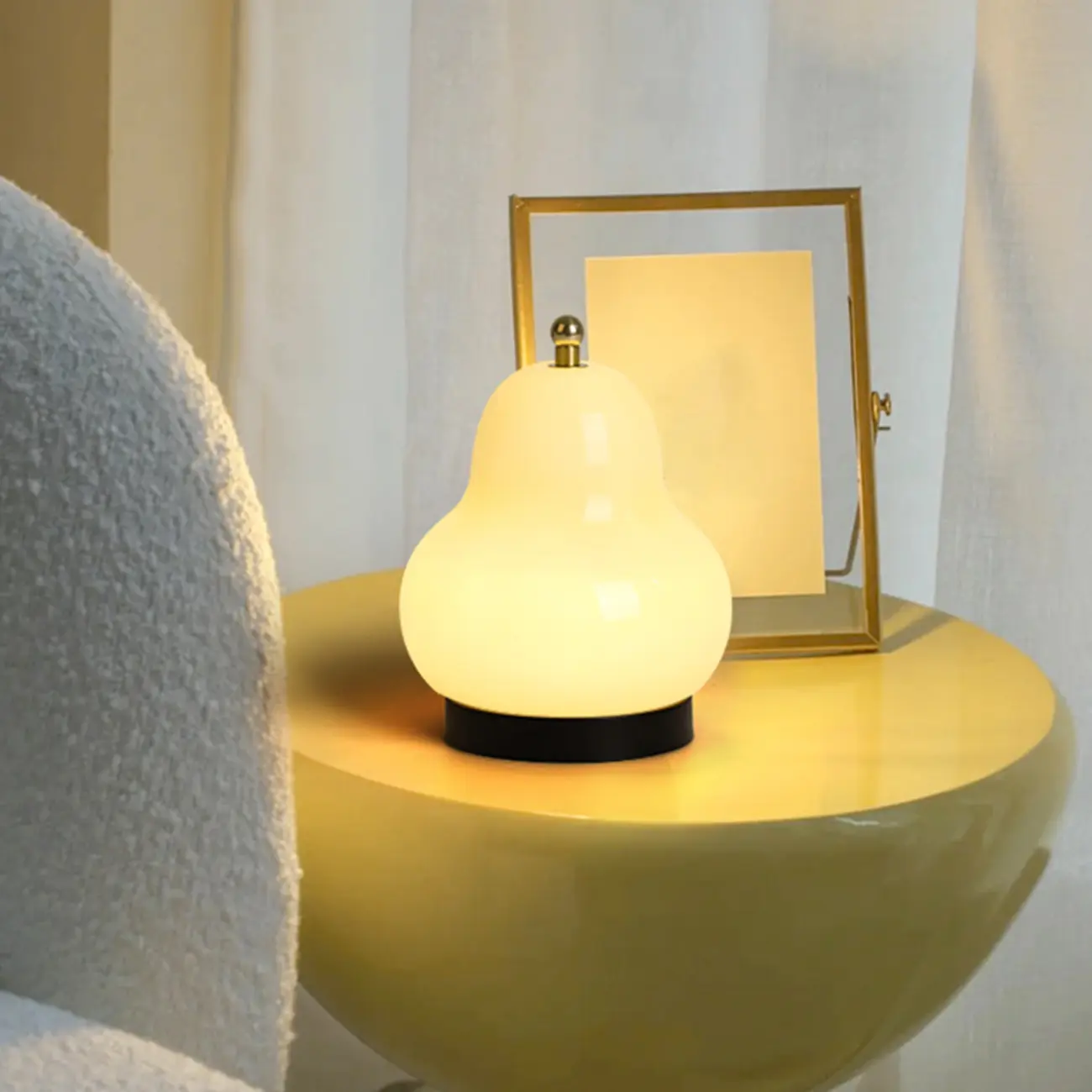 Cute Glass Pear Shape Bedside Lamp Direct Wired Electric Image - 4 | homeyfad