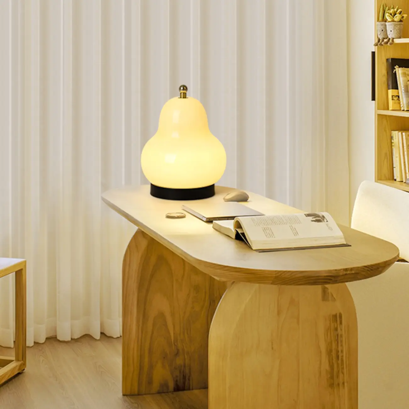 Cute Glass Pear Shape Bedside Lamp Direct Wired Electric Image - 14 | homeyfad