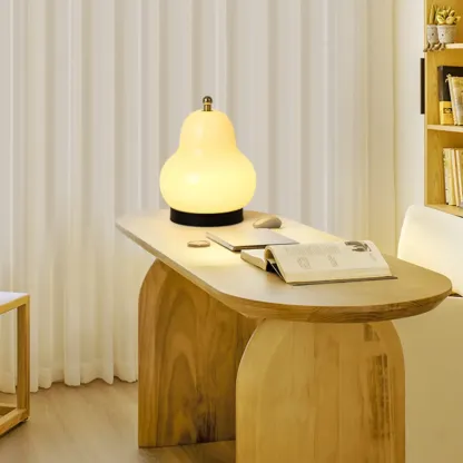 Cute Glass Pear Shape Bedside Lamp Direct Wired Electric Image - 14