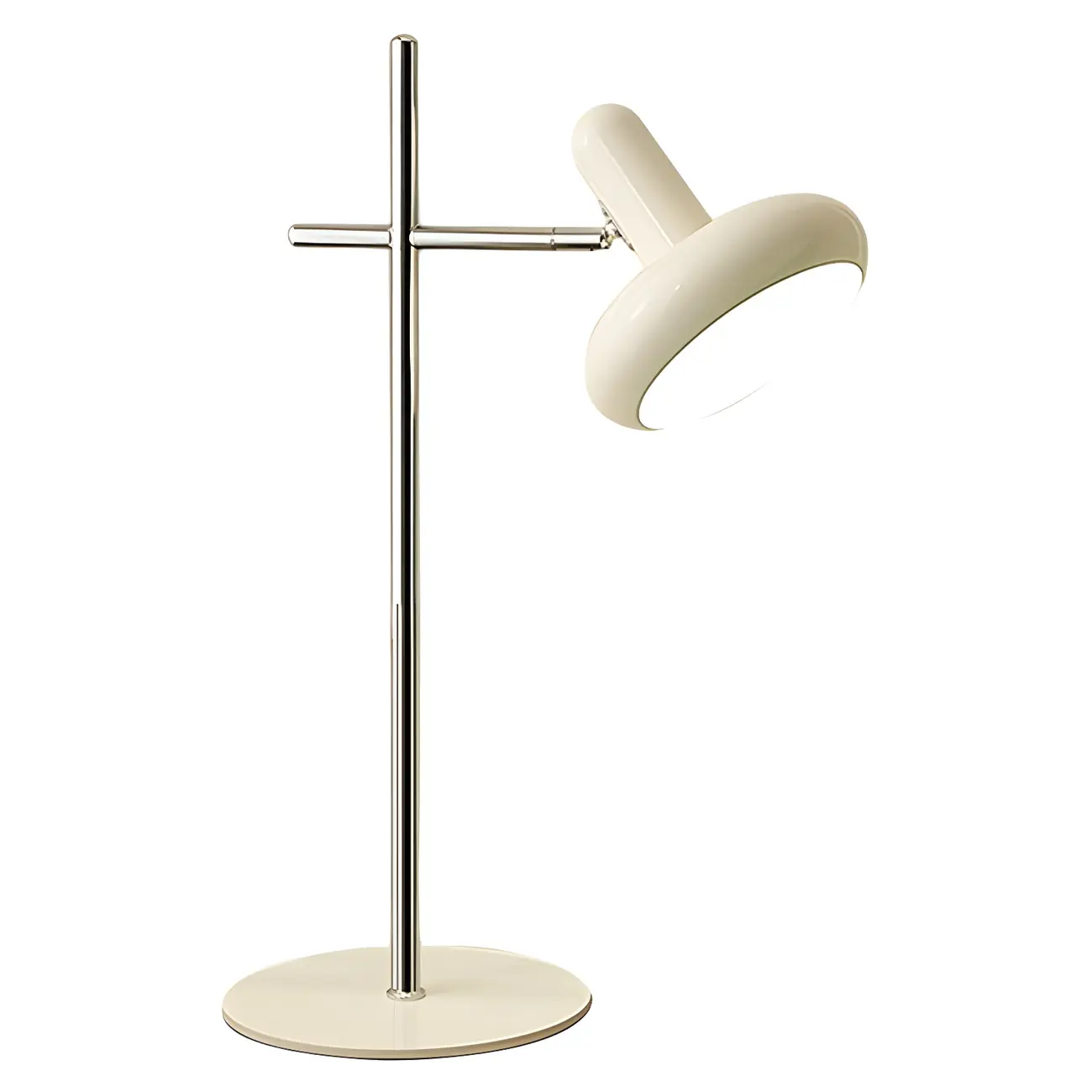 Minimalistic Geometric Off-White Metal Table Lamp for Bedroom Image - 5 | homeyfad