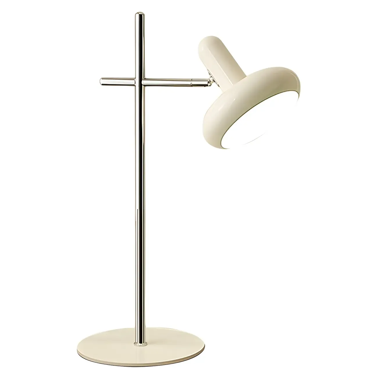 Minimalistic Geometric Off-White Metal Table Lamp for Bedroom Image - 5