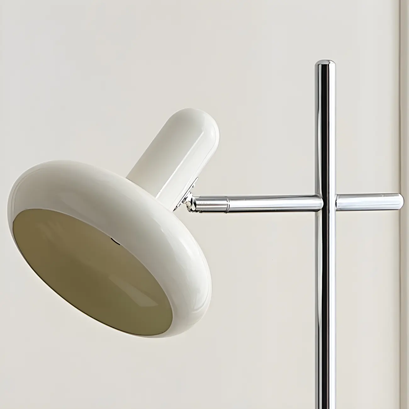 Minimalistic Geometric Off-White Metal Table Lamp for Bedroom Image - 6 | homeyfad