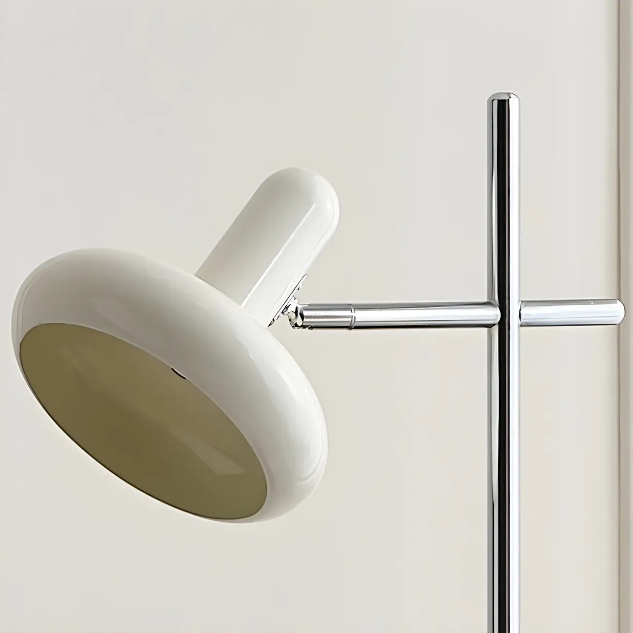 Minimalistic Geometric Off-White Metal Table Lamp for Bedroom Image - 6