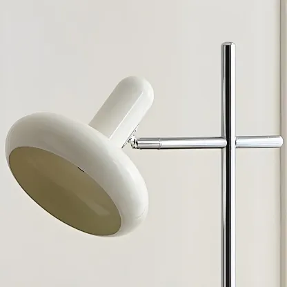 Minimalistic Geometric Off-White Metal Table Lamp for Bedroom Image - 6