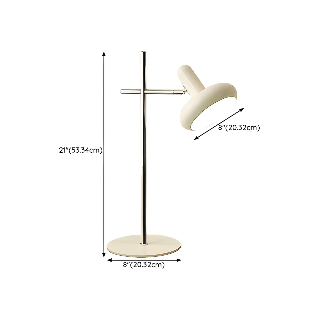 Minimalistic Geometric Off-White Metal Table Lamp for Bedroom #size | homeyfad