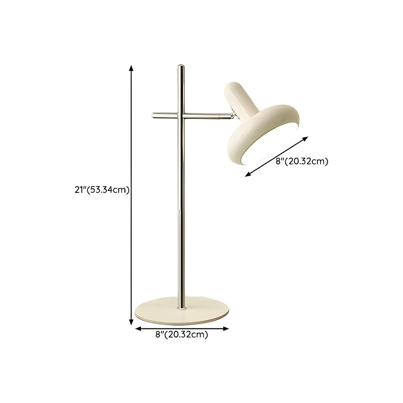 Minimalistic Geometric Off-White Metal Table Lamp for Bedroom #size