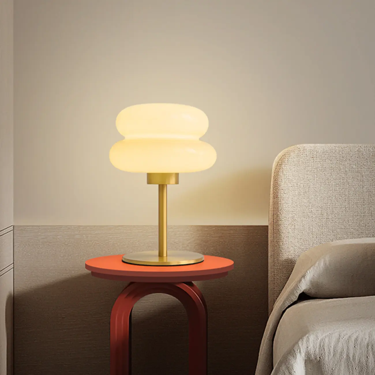 Modern Gold Metal Geometric Glass Table Lamp for Bedroom Image - 1 | homeyfad