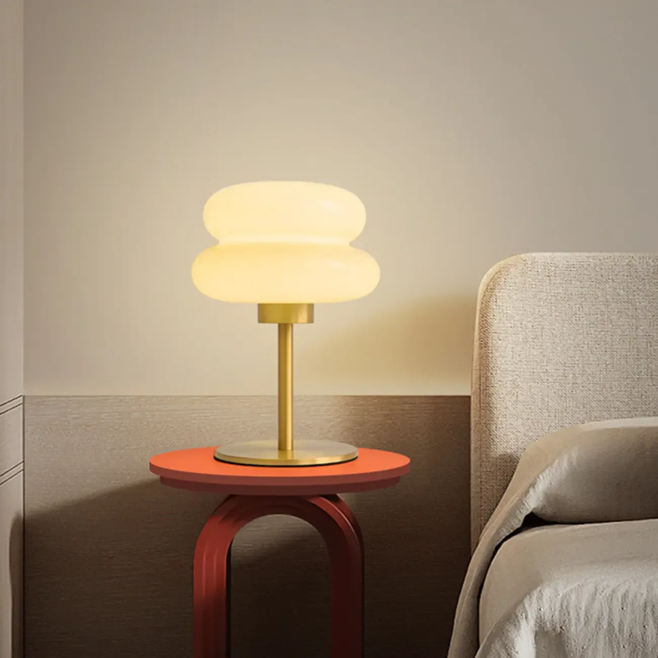 Modern Gold Metal Geometric Glass Table Lamp for Bedroom Image - 1