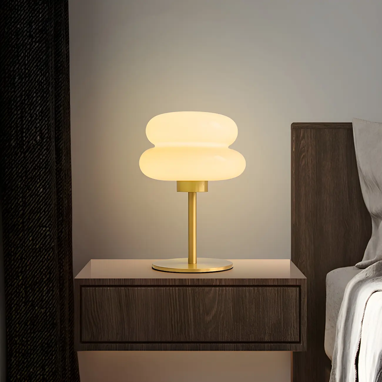 Modern Gold Metal Geometric Glass Table Lamp for Bedroom Image - 4 | homeyfad