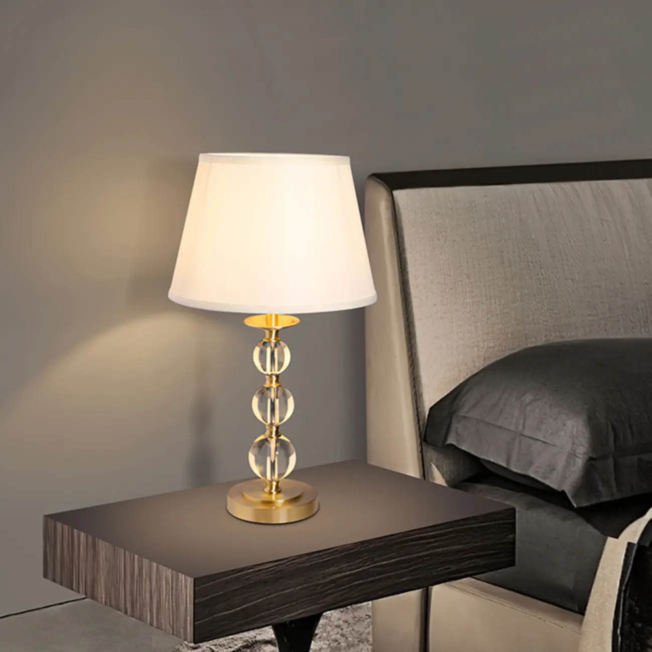 Geometric Crystal Gold Metal Table Lamp for Bedroom Image - 2 | homeyfad