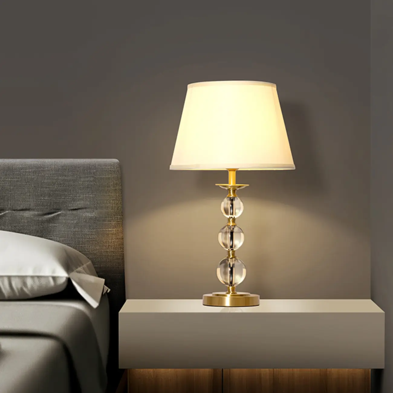 Geometric Crystal Gold Metal Table Lamp for Bedroom Image - 4 | homeyfad