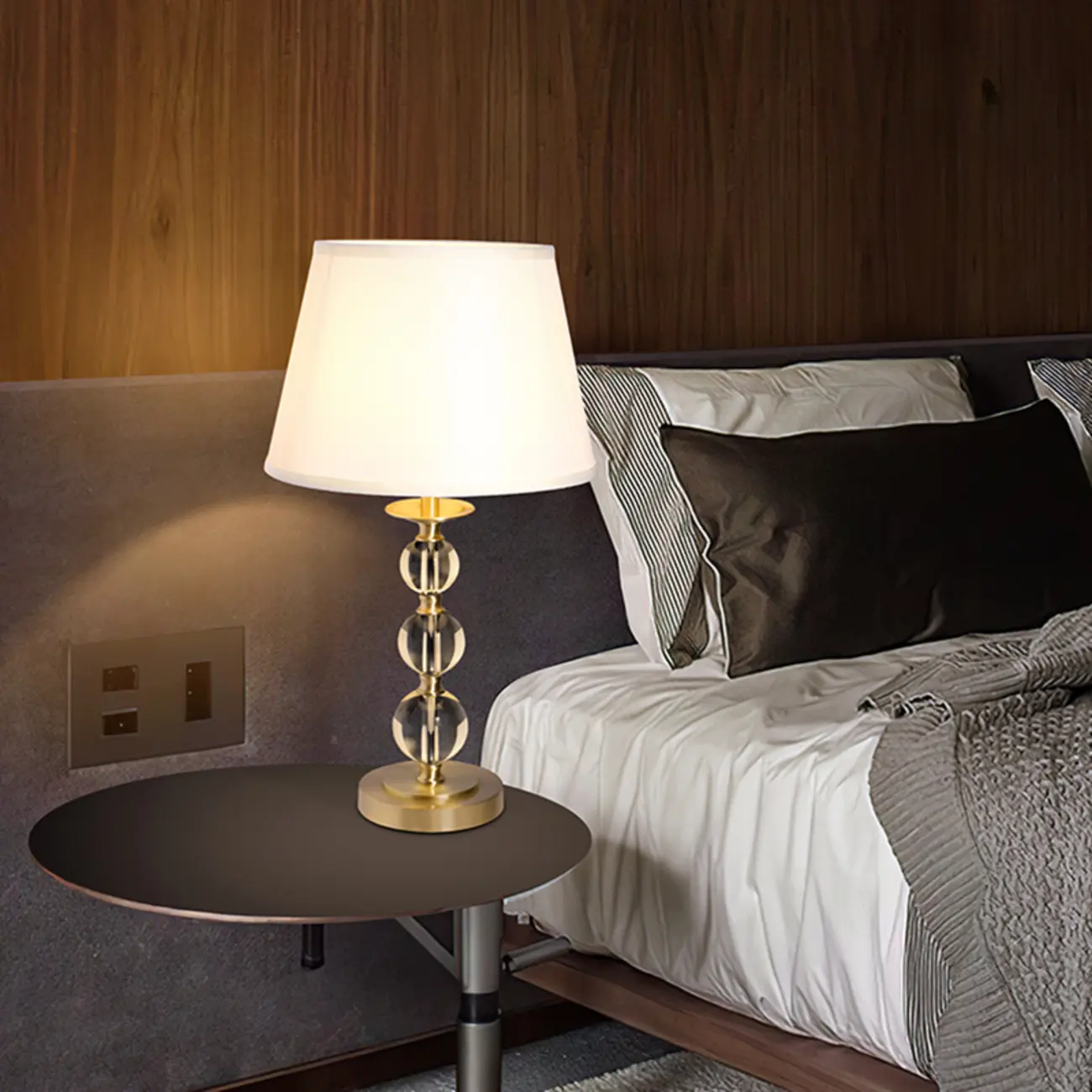 Geometric Crystal Gold Metal Table Lamp for Bedroom Image - 11 | homeyfad